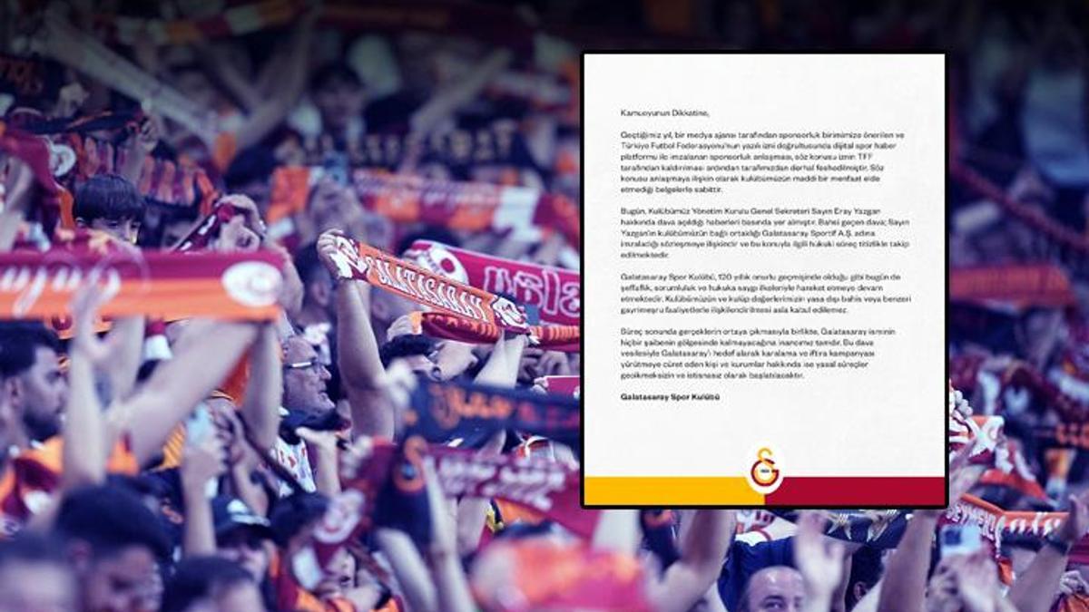 Galatasaray’dan açıklama: ‘Hukuki süreç titizlikle takip edilmektedir’