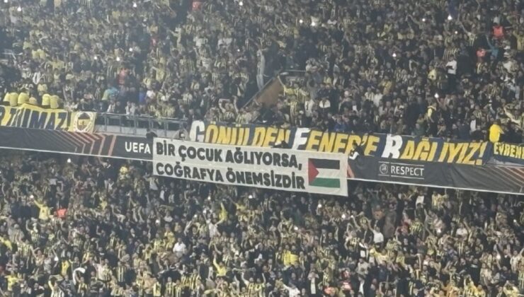 Fenerbahçe taraftarından Filistin’e destek! ’Bir çocuk ağlıyorsa coğrafya önemsizdir’