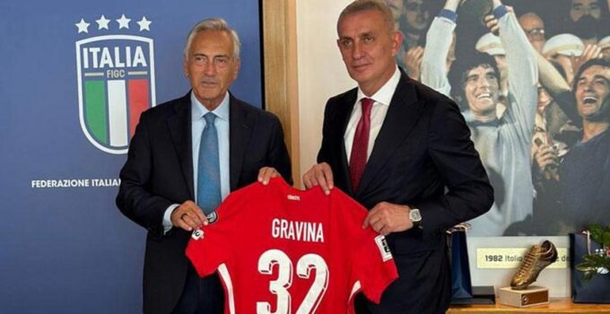 TFF Başkanı İbrahim Hacıosmanoğlu Gabriele Gravina’yı ziyaret etti